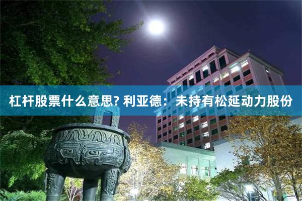 杠杆股票什么意思? 利亚德：未持有松延动力股份