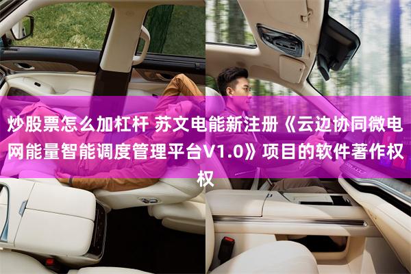 炒股票怎么加杠杆 苏文电能新注册《云边协同微电网能量智能调度管理平台V1.0》项目的软件著作权