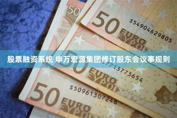 股票融资系统 申万宏源集团修订股东会议事规则