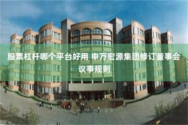 股票杠杆哪个平台好用 申万宏源集团修订董事会议事规则