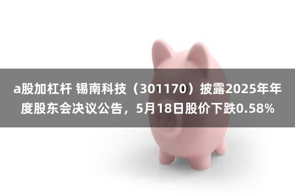 a股加杠杆 锡南科技（301170）披露2025年年度股东会决议公告，5月18日股价下跌0.58%