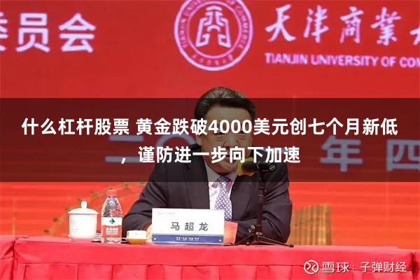 什么杠杆股票 黄金跌破4000美元创七个月新低，谨防进一步向下加速
