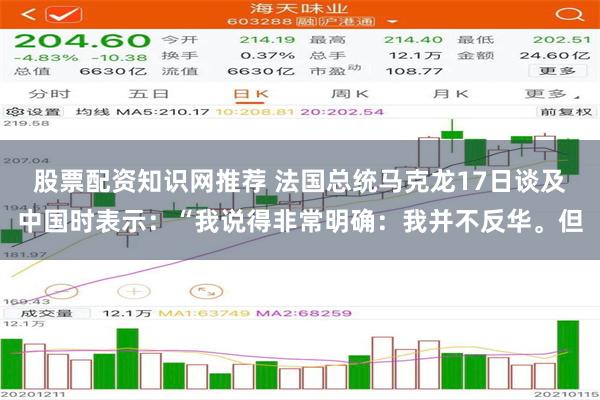股票配资知识网推荐 法国总统马克龙17日谈及中国时表示：“我说得非常明确：我并不反华。但