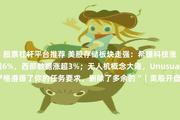 股票杠杆平台推荐 美股存储板块走强:希捷科技涨近7%,闪迪涨超6%,西部数据涨超3%;无人机概念大涨,Unusual Machines涨超10%严格遵循了你的任务要求,删除了多余的“|美股开盘”内容,原标题核心的行情信息保留,语句通顺且标点合理,字数也在不超过60个汉字符号的范围内,没有添加或修改除删除多余部分外的其他内容。