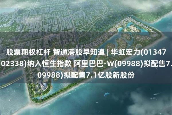股票期权杠杆 智通港股早知道 | 华虹宏力(01347)、潍柴动力(02338)纳入恒生指数 阿里巴巴-W(09988)拟配售7.1亿股新股份