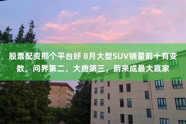 股票配资那个平台好 8月大型SUV销量前十有变数，问界第二，大唐第三，蔚来成最大赢家
