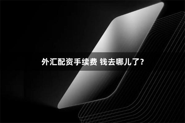 外汇配资手续费 钱去哪儿了？