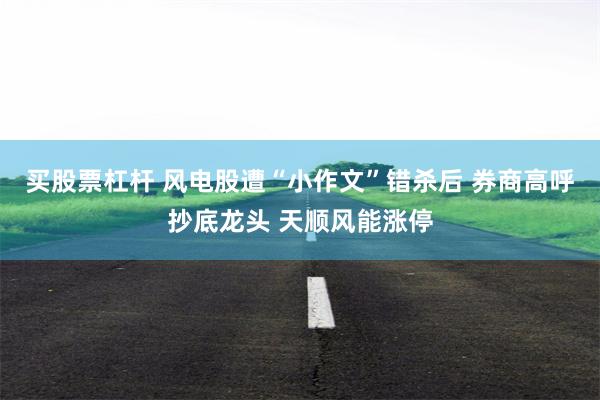 买股票杠杆 风电股遭“小作文”错杀后 券商高呼抄底龙头 天顺风能涨停